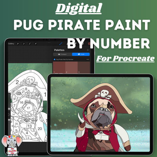 Pug Pirate Paint by Number for Procreate