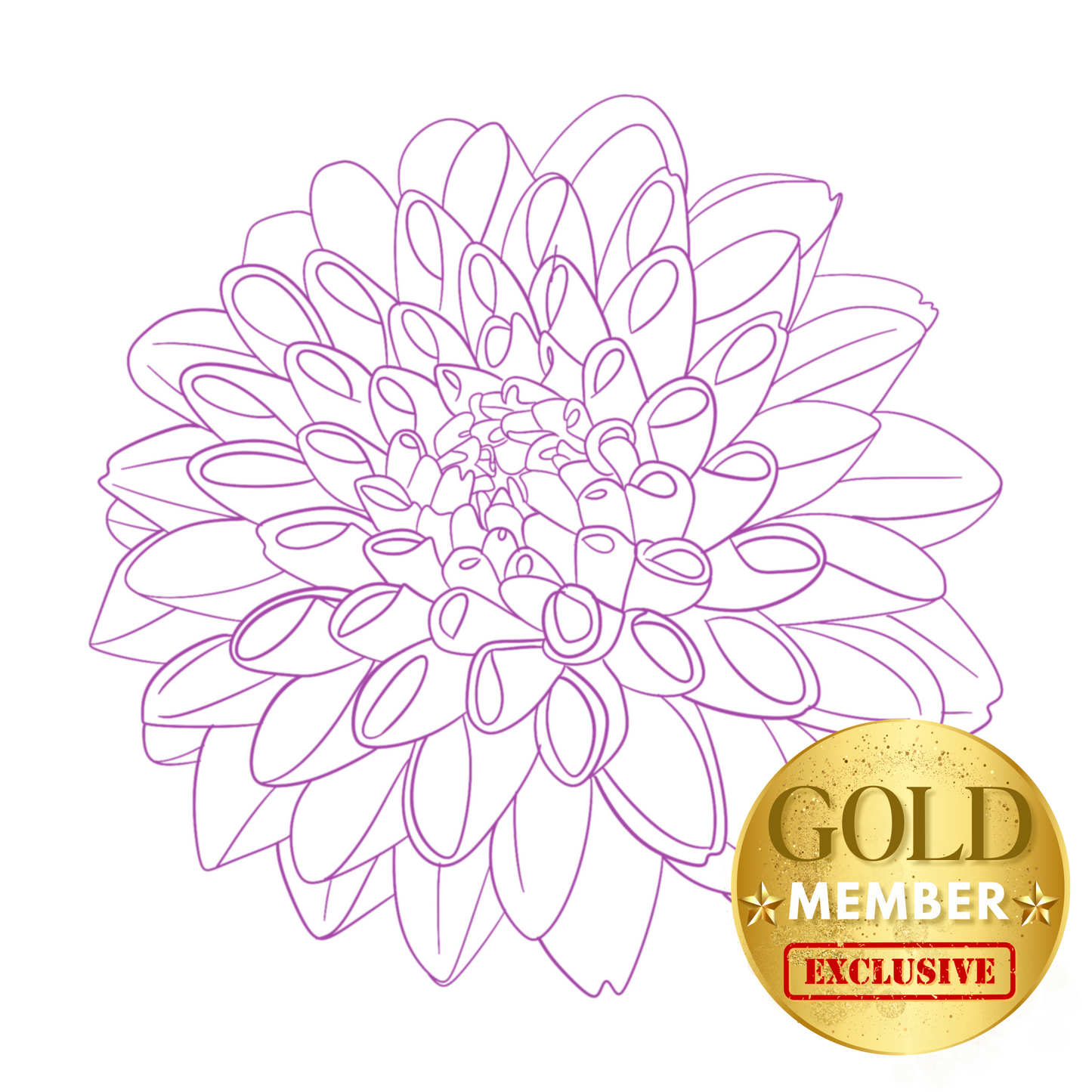 Dahlia Flower Stamp - Outline