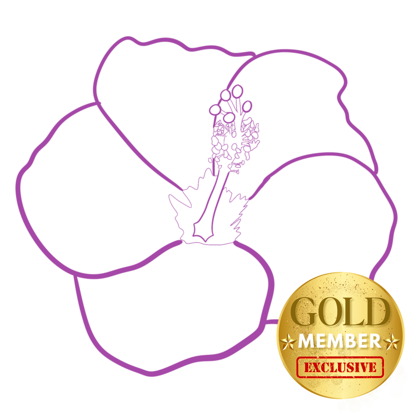 Hibiscus Flower Stamp - Outline